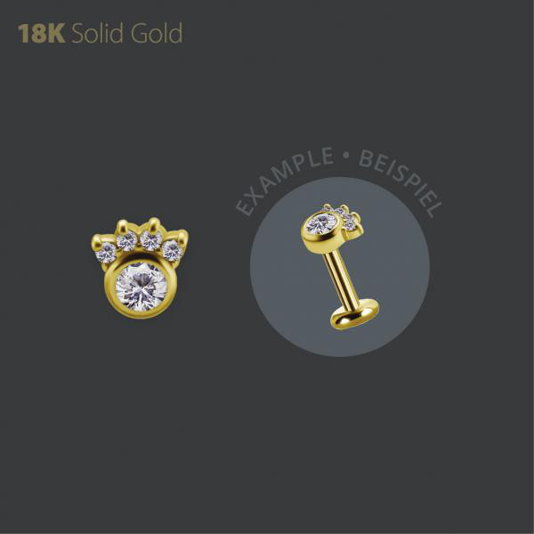 18K GOLD THREADLESS ATTACHMENT SET W. PREMIUM ZIRCONIA