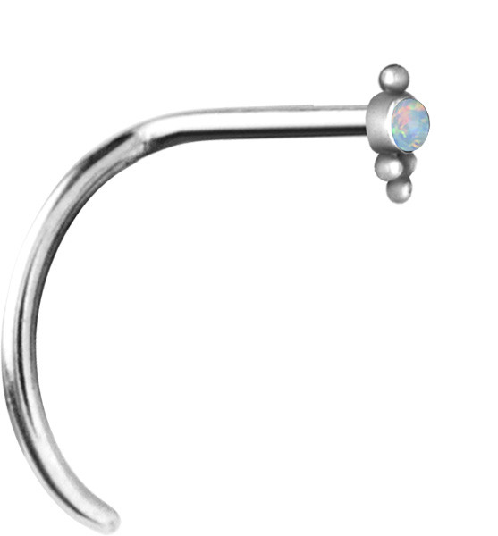 SS316L CURVED NOSE STUD (TRIBAL OPAL)