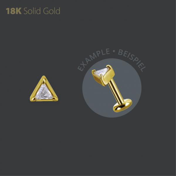 18K GOLD THREADLESS ATTACHMENT SET W. TRIANGLE PREMIUM ZIRCONIA