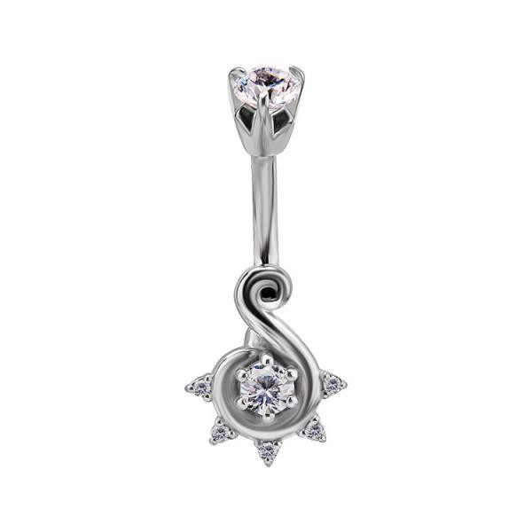 SS316L DOUBLE JEWELLED BANANA BINDI STYLE SET W. CUBIC ZIRCONIA