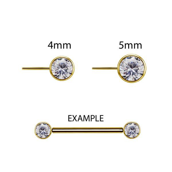24K GOLD PVD TITANIUM THREADLESS (TL) NIPPLE DISC ATTACHMENT SET W. PREMIUM ZIRCONIA