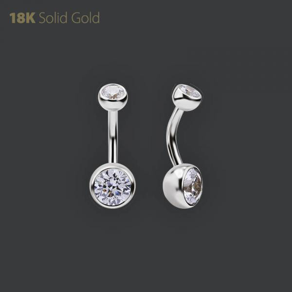 18K WHITE GOLD INTERNAL BELLY BANANA SET WITH PREMIUM ZIRCONIA