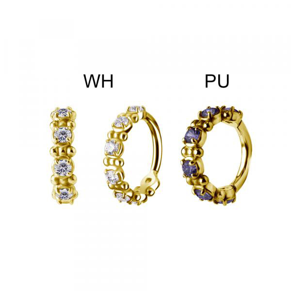 18K GOLD PVD CoCr NF HINGED SEGMENT RING SET W. PREMIUM ZIRCONIA