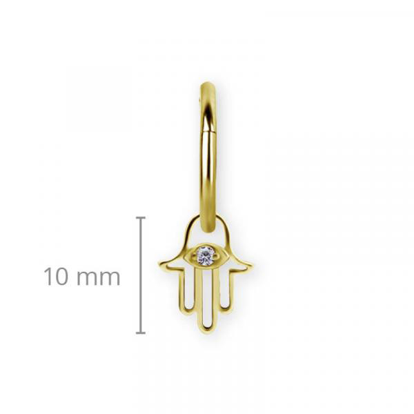 24K GOLD PVD SS316L HAMSA CHARMS FOR BHSR W.PRONG SET CENTER PREMIUM ZIRCONIA