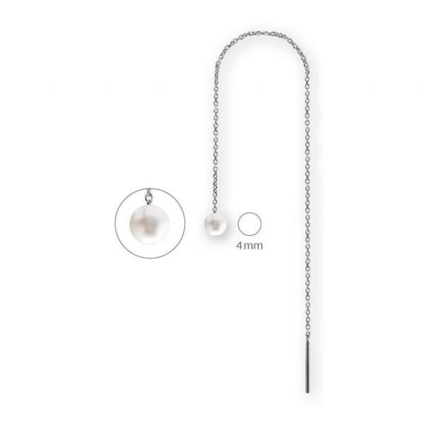 SS316L THREADERS (11CM) W. 4MM PREMIUM PEARL