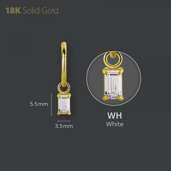 18K GOLD CLICKER CHARM SET W. OCTAGON PREMIUM ZIRCONIA