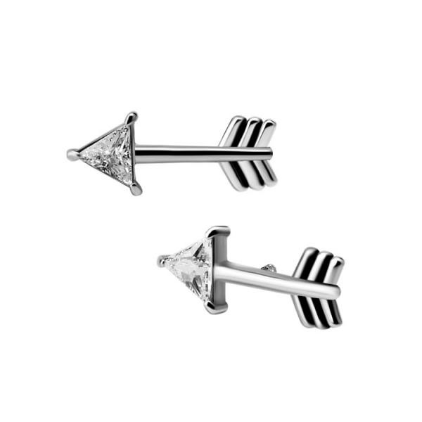 SS316L MICRO ARROW ATTACHMENT SET W. TRIANGLE CUBIC ZIRCONIA
