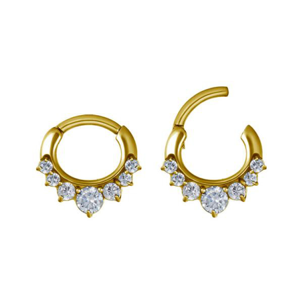 24K GOLD PVD SS316L JEWELLED SEPTUM CLICKER