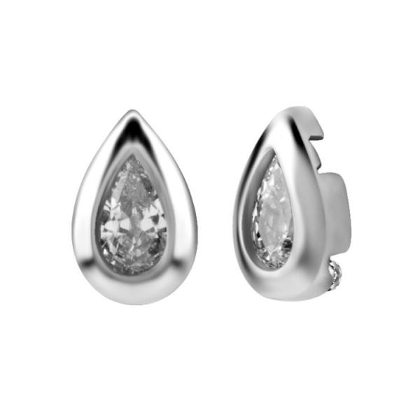SS316L MICRO ATTACHEMENT SET W. PEAR SHAPE CUBIC ZIRCONIA