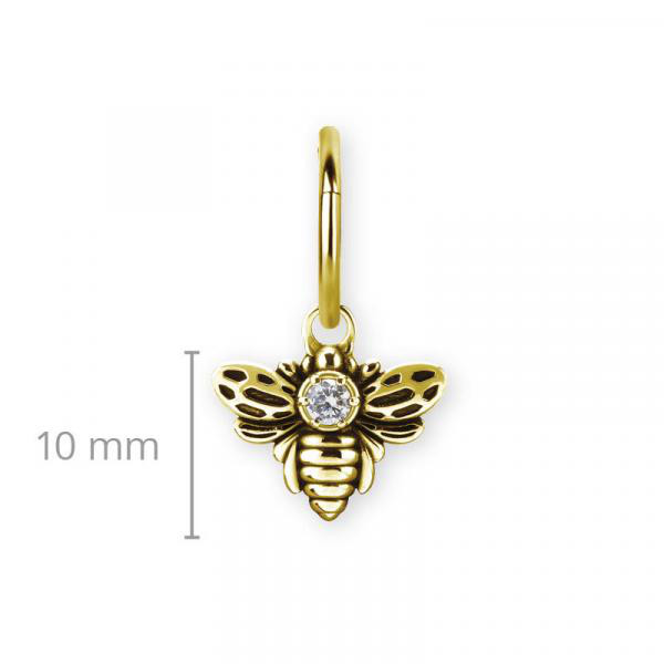 24K GOLD PVD SS316L BEE CHARM FOR HINGED SEGMENT RING