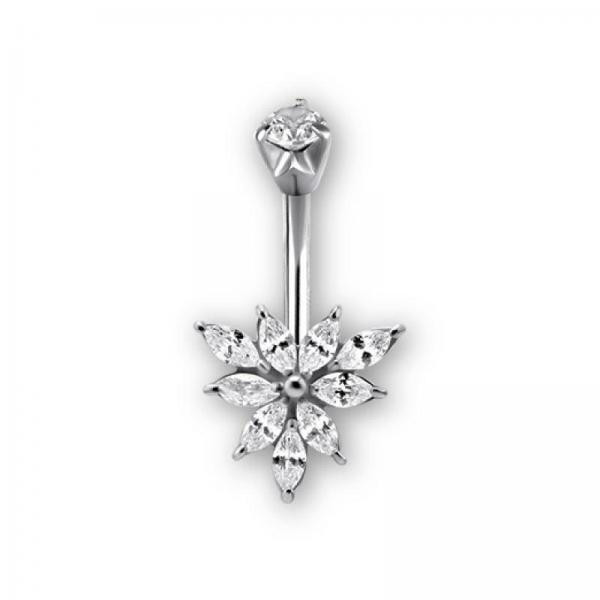 SS316L MARQUISE DOUBLE JEWELLED BANANA SET W. CUBIC ZIRCONIA