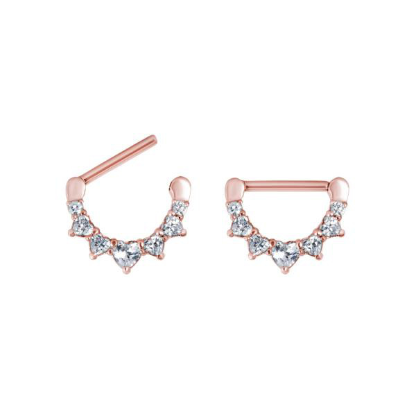 ROSE GOLD PVD SS316L JEWELLED NIPPLE CLICKER(HS CZ PRONG SETTING)