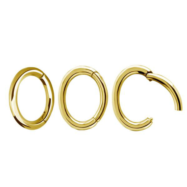 24K GOLD PVD SS316L ROOK OVAL HINGED SEGMENT RINGS (ROUND PROFILE)