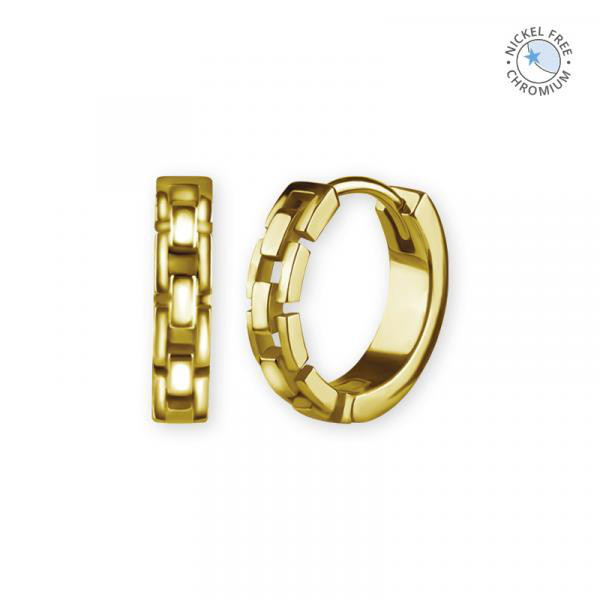 18K GOLD PVD CoCr NF HOOP EARRINGS (CHAIN STYLE)