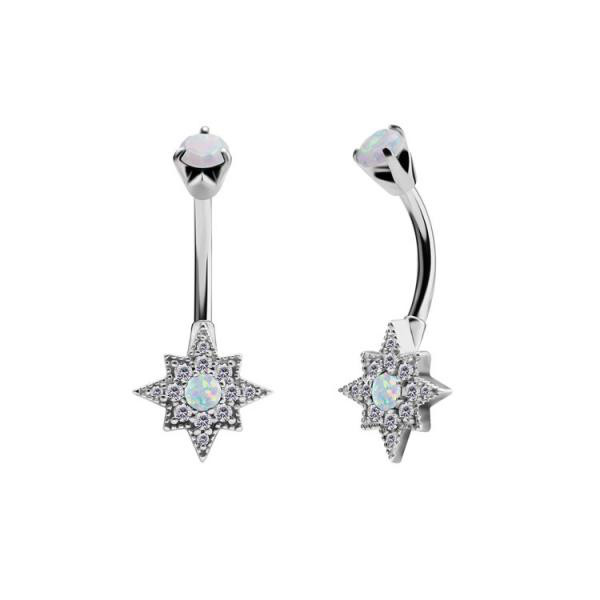 SS316L BELLY BANANAS SET W. LAB CREATED OPALS