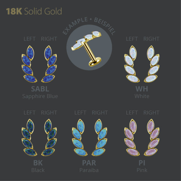 18K GOLD THREADLESS ATTACHMENT SET WITH LAB CREATED OPAL