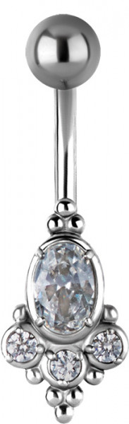 SS316L TRIBAL BELLY BANANA SET WITH CUBIC ZIRCONIA