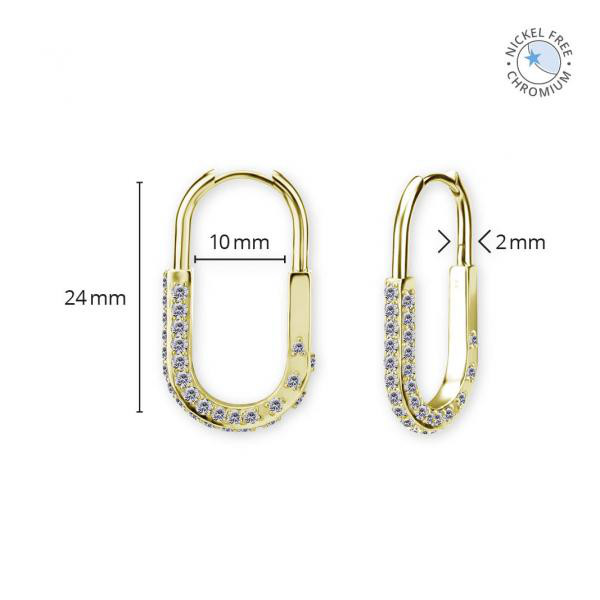 18K GOLD PVD CoCr NF HINGED EAR HOOPS SET W. PREMIUM ZIRCONIA