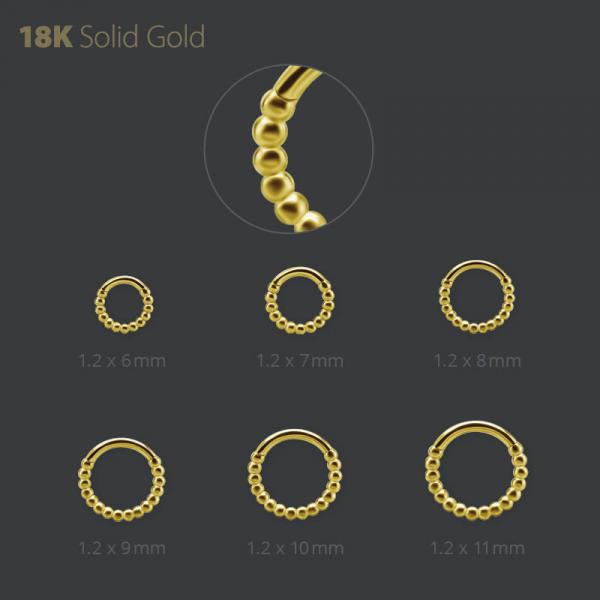 18K GOLD BALL WIRE DESIGN HINGED SEGMENT RING