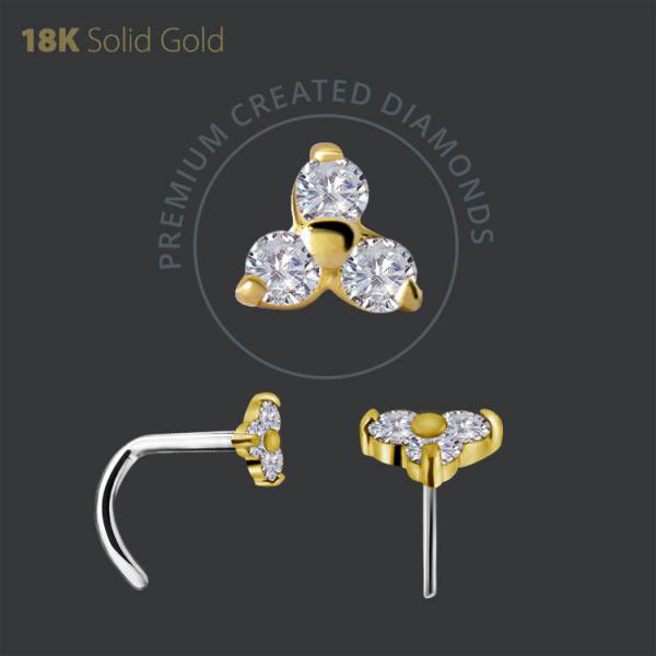 18K GOLD THREADLESS ATTACHMENT SET W. LAB CREATED DIAMONDS (3*1.5MM)