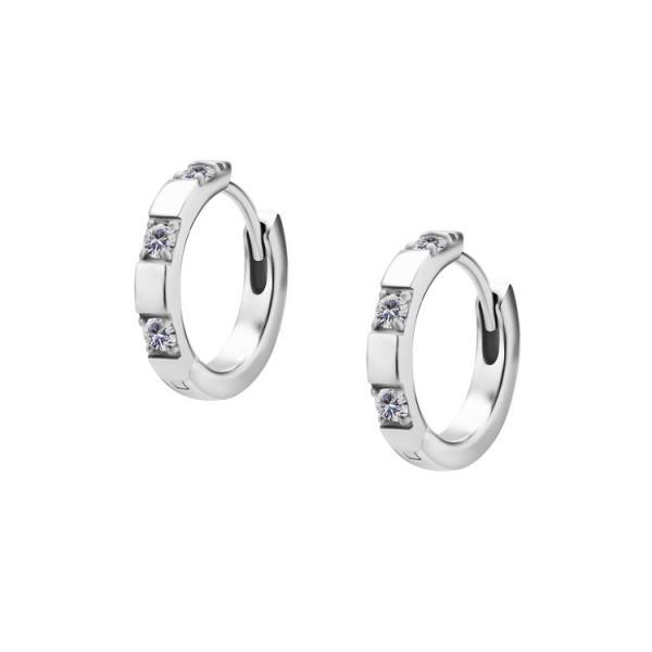 SS316L EAR HOOPS SET W. CUBIC ZIRCONIA (PAIR)