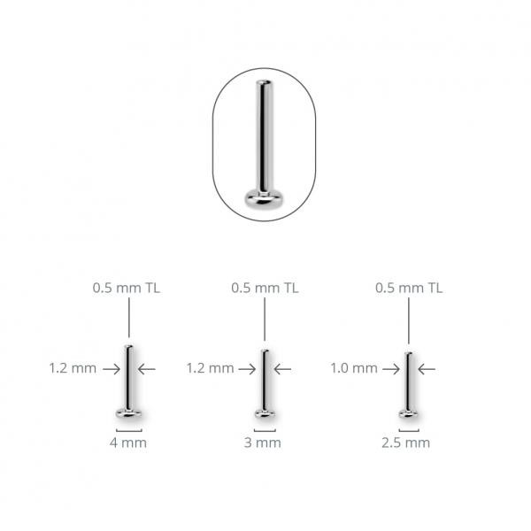 TITANIUM INTERNAL THREADLESS (TL) LABRET PIN (2.5MM DISC)