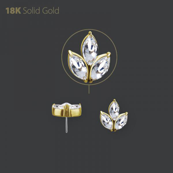 18K GOLD THREADLESS ATTACHMENT SET W. PREMIUM ZIRCONIA