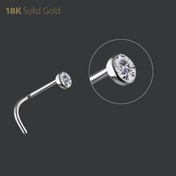 18K WHITE GOLD NOSE STUD SET W. PREMIUM ZIRCONIA