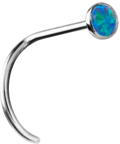 SS316L OPAL CABOCHON CURVED NOSESTUDS (BEZEL SET)