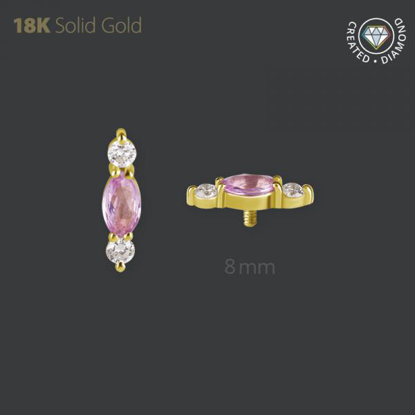 18K GOLD MICRO ATTACHEMENT SET W. GENUINE PINK SAPPHIRE AND CREATED DIAMONDS