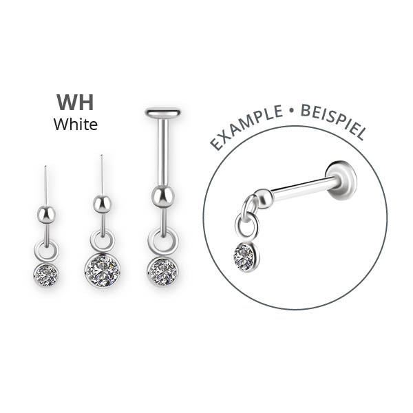 TITANIUM THREADLESS HIDDEN HELIX DANGLE ATTACHMENT SET W. PREMIUM ZIRCONIA