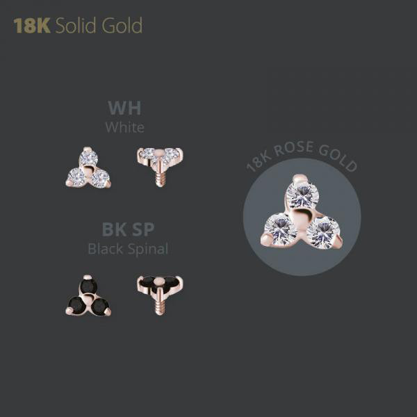 18K ROSE GOLD INTERNAL TRINITY ATTACHMENT SET W. PREMIUM ZIRCONIA