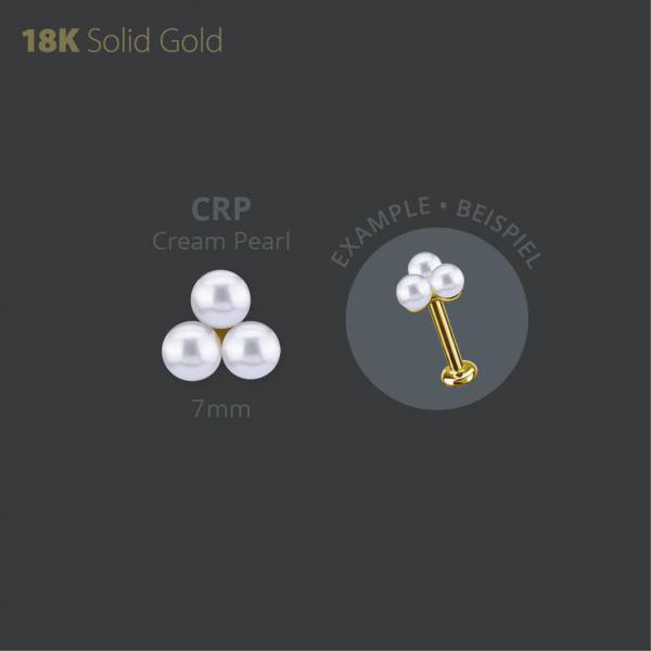 18K GOLD THREADLESS TRINITY ATTACHMENT WITH FRESH WATER PEARL