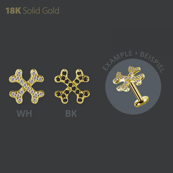 18K GOLD THREADLESS X BONE ATTACHMENT SET W. PREMIUM ZIRCONIA