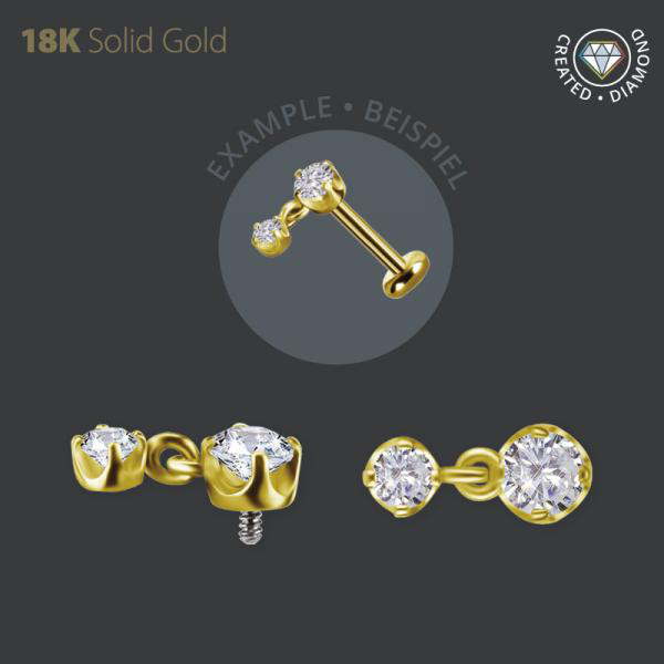 18K GOLD INTERNAL MICRO ATTACHMENT W. DANGLE SET W. LAB CREATED DIAMONDS