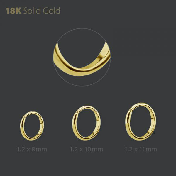 18K GOLD PLAIN HALF ROUND HINGED CLICKER