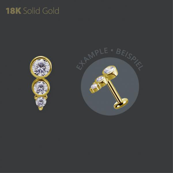 18K GOLD THREADLESS ATTACHMENT SET W. PREMIUM ZIRCONIA