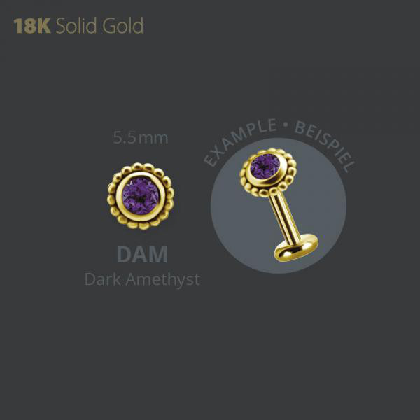 18K GOLD INTERNAL MICRO ATTACHMENT SET WITH GENUINE DARK AMETHYST